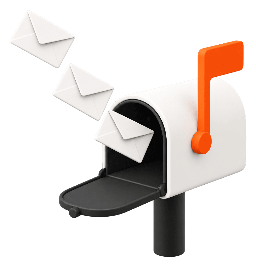 Mailbox with envelopes gliding out
