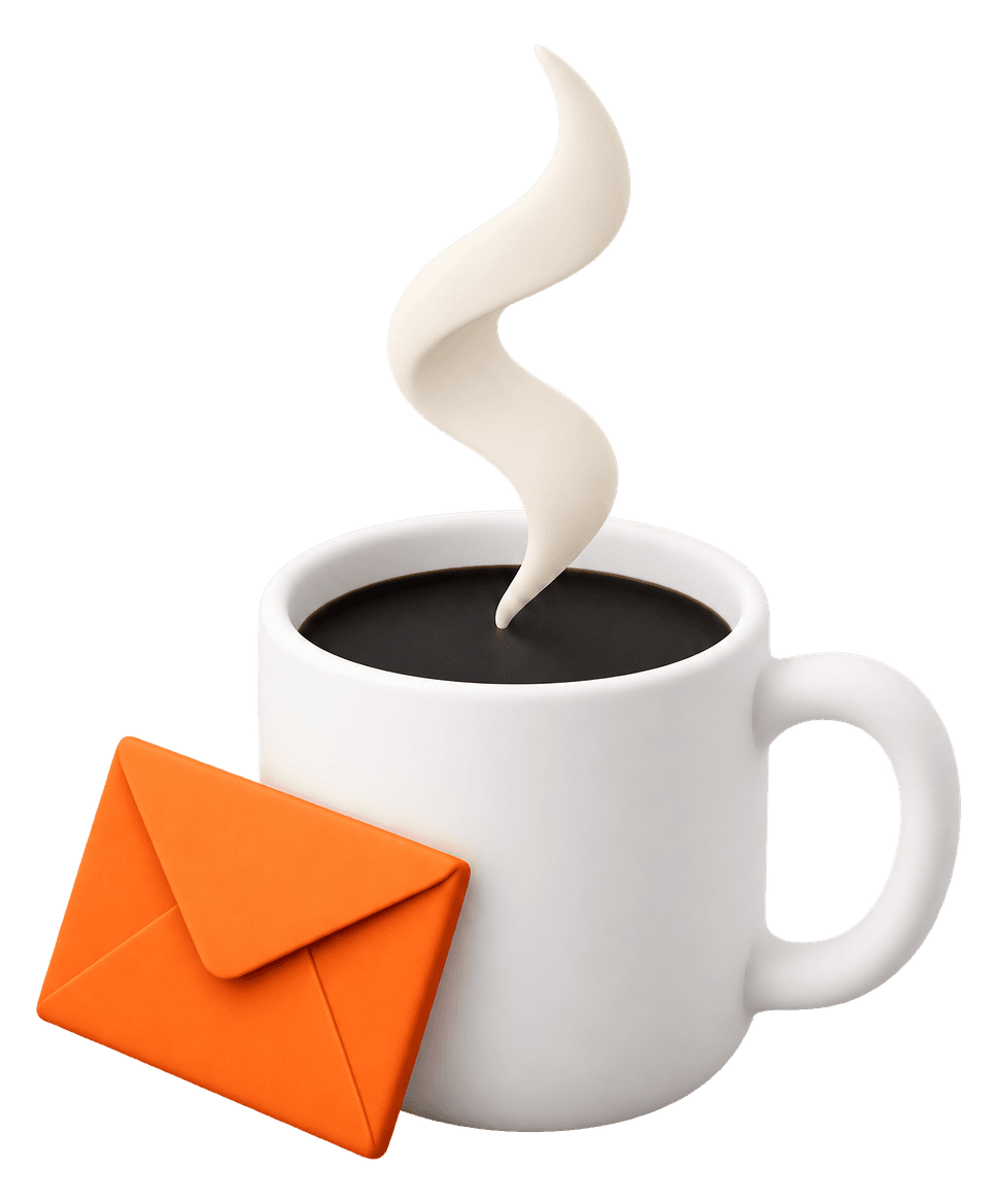 Steaming mug with an envelope