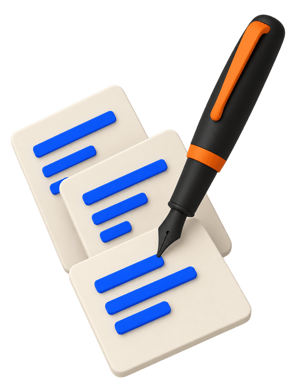 Fountain pen writing on cards